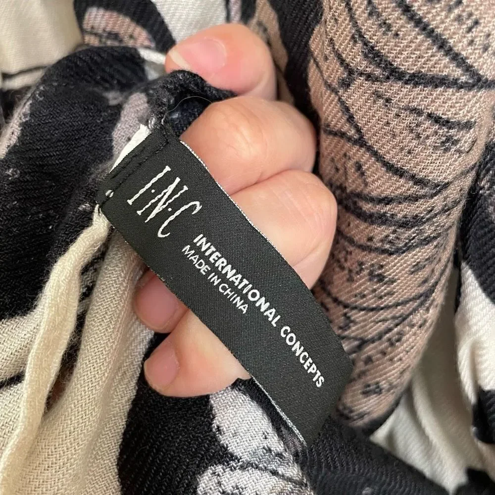 INC International Concepts Black Ivory Butterfly Moth Scarf‎